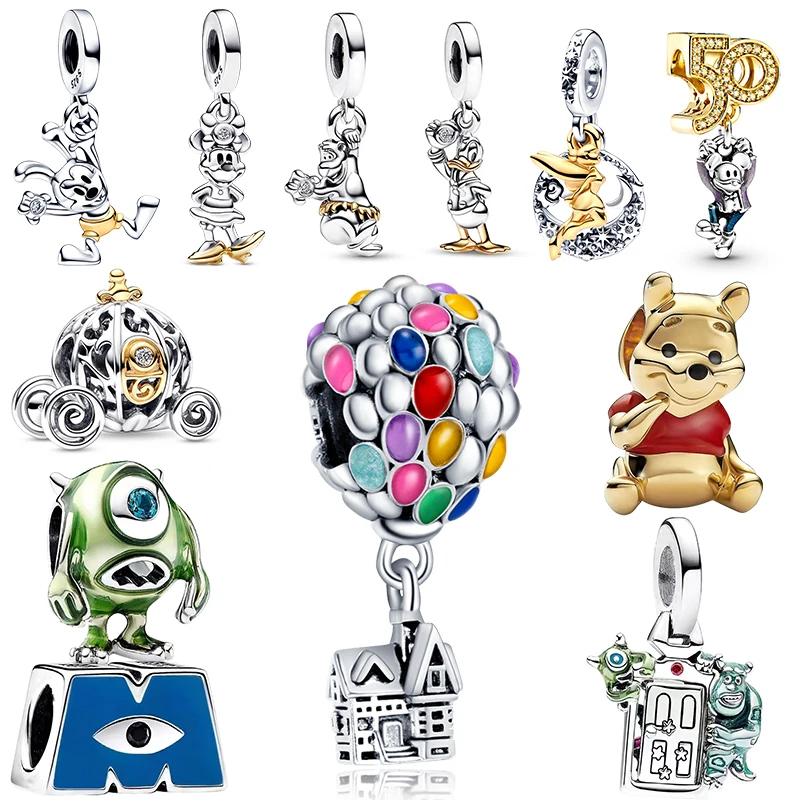 

Disney 925 Silver Mickey Charms Balloon Beads Fit Pandora Women's Original 925 Bracelet Pendant Charms DIY Making Birthday Gifts