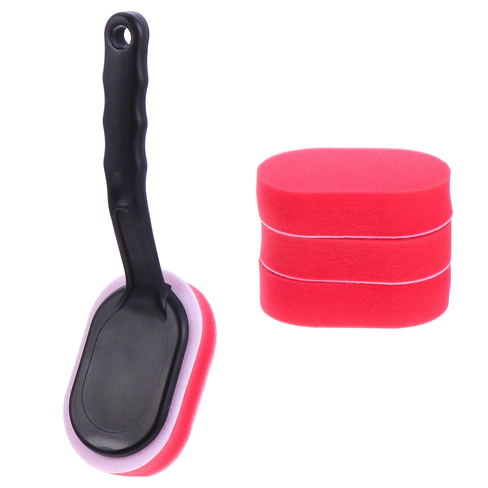 5Pcs Car Waxing Brush Set High Quality Replaceable Sponge Heads Hook Loop Design Efficient Auto Cleaning Polishing Applicator