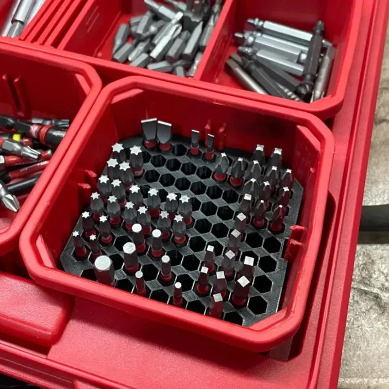 For Milwaukee Screwdriver Bits Storage Holder Packout Box Drill Bit Organizer Insert Fits Workshop Hardware Storage Tray