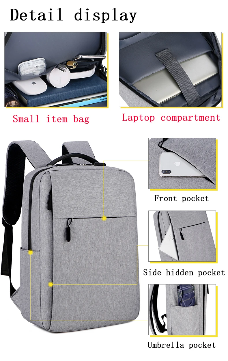 XOKY Laptop backpack travel Multifunctional Large capacity male usb charging computer school backpacks oxford waterproof bag