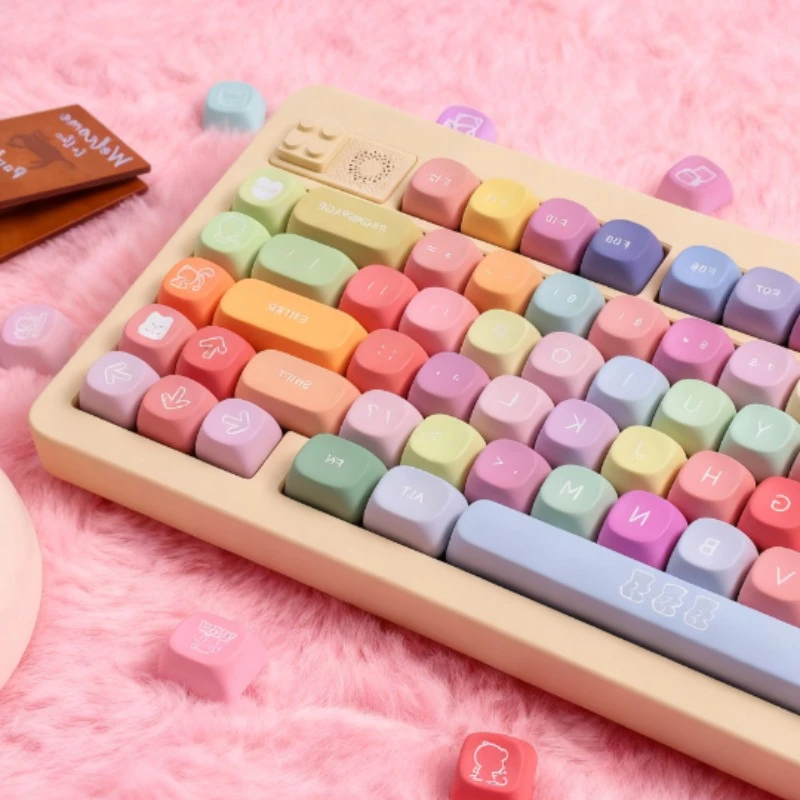 

Набор клавишных колпачков Bear Gummy, красочный милый ПБТ, 5-сторонняя печать, MOA-профиль для стрельбы, механические клавиатуры, аксессуар для клавиатуры на заказ