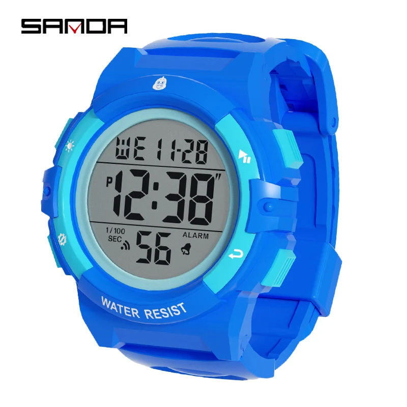 

Sanda Top Brand New Children's Diy Removable Replacement Electronic Boy Girl Waterproof Alarm Clock Led Luminous Digital Watches