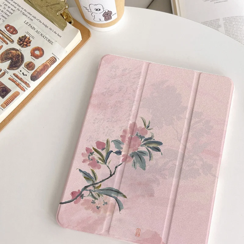 Pink Sweet Ink Flower Girl Couple For iPad 11th A16 10 9 8 7 5 Pro 13 11 M5 M4 M3 M2 12.9'' Air  4 3 2 1 Mini 7 6 8.3'' Cover