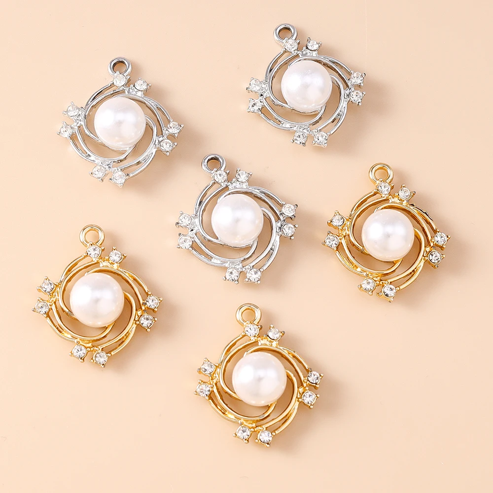 10 Stück 21*25 zierliche Perle Kristall Blumenkranz Charms für Schmuck handgemachte DIY Anhänger Halsketten Ohrringe Zubehör – Detail 4