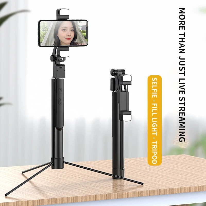 Xiaomi K30 Selfie Stick Holder Cell Phone Tripod Telescopic Pole Bluetooth with Remote Control LED 360 Rotating Selfie Stick