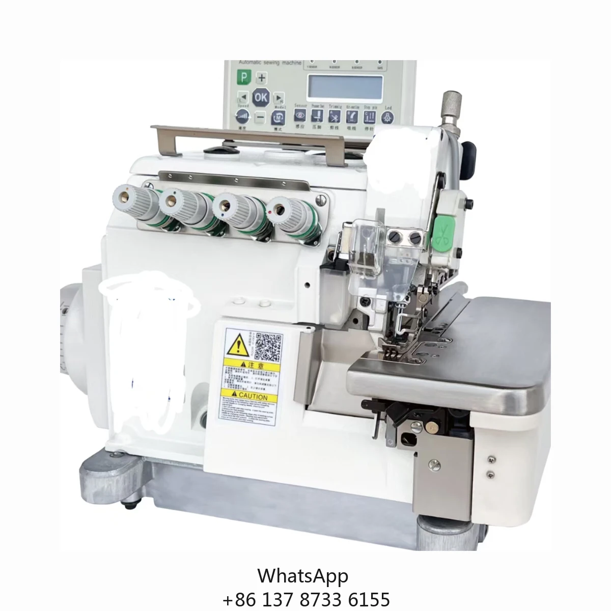Máquina de coser overlock electrónica de 4 hilos QK-5200D-4/UT para edredones, almohadas y toallas, con elevador de pie automático y corte automático.