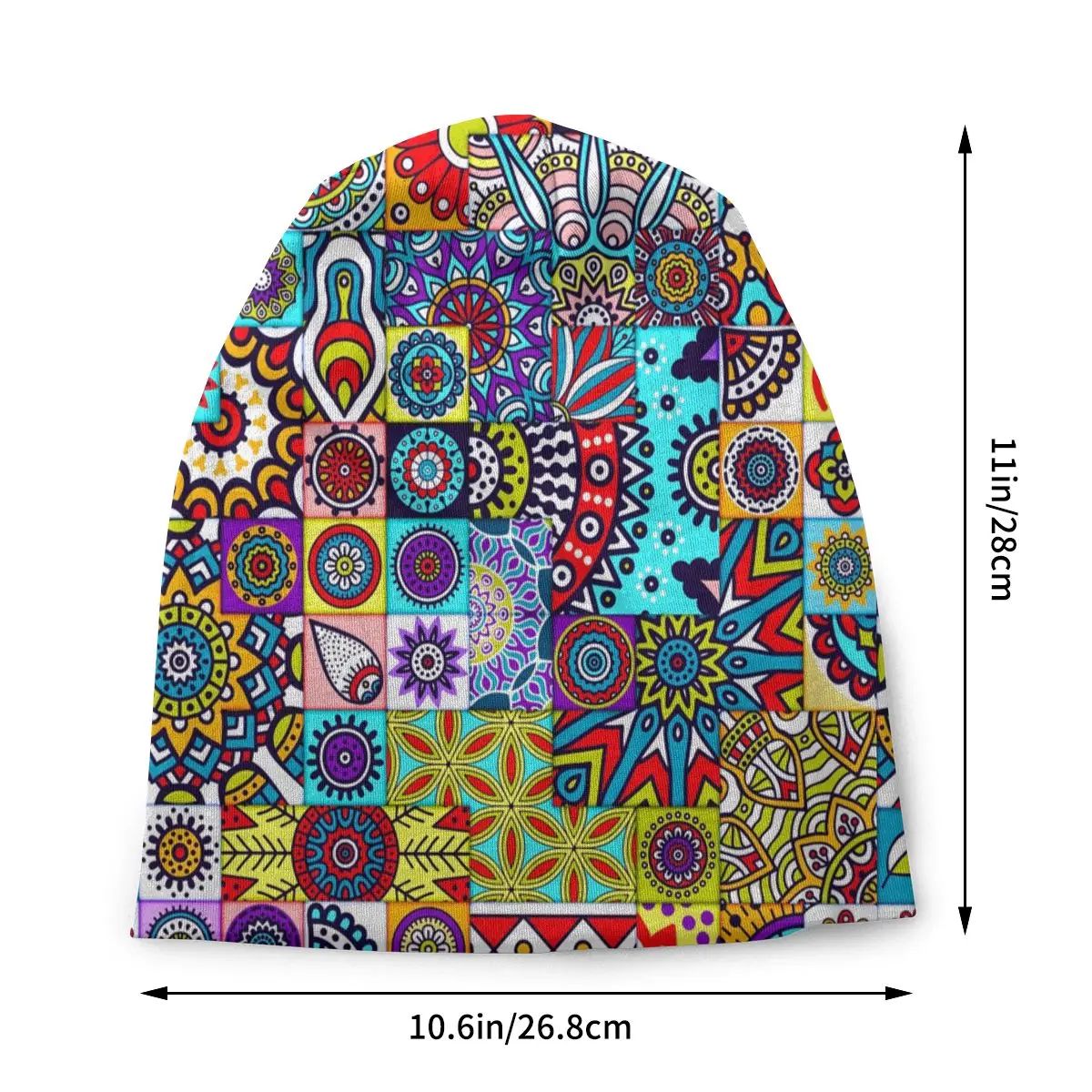 African Ethnic Geometric Floral Design Bonnet Beanie Knit Hat Women Men Ankara Patterns Winter Warm Skullies Beanies Cap for Ski