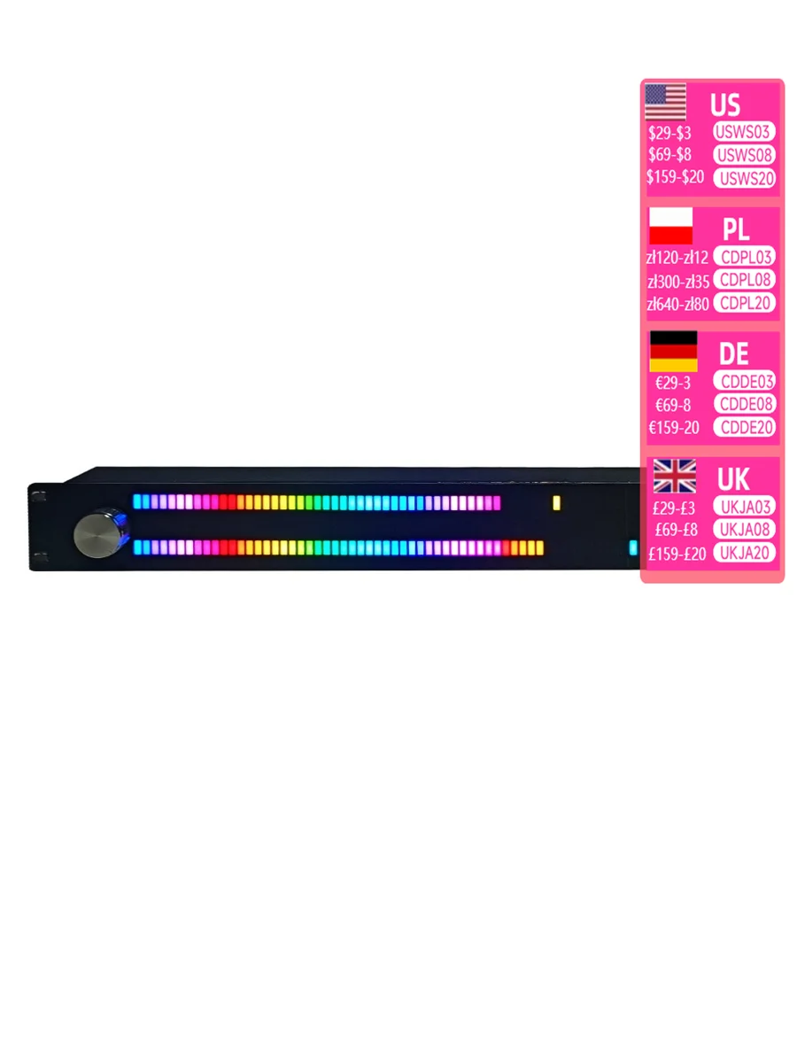 Nvarcher  Rack music level rhythm light 1.5U voice controlled induction atmosphere VU watch full color dual row LED128 beads