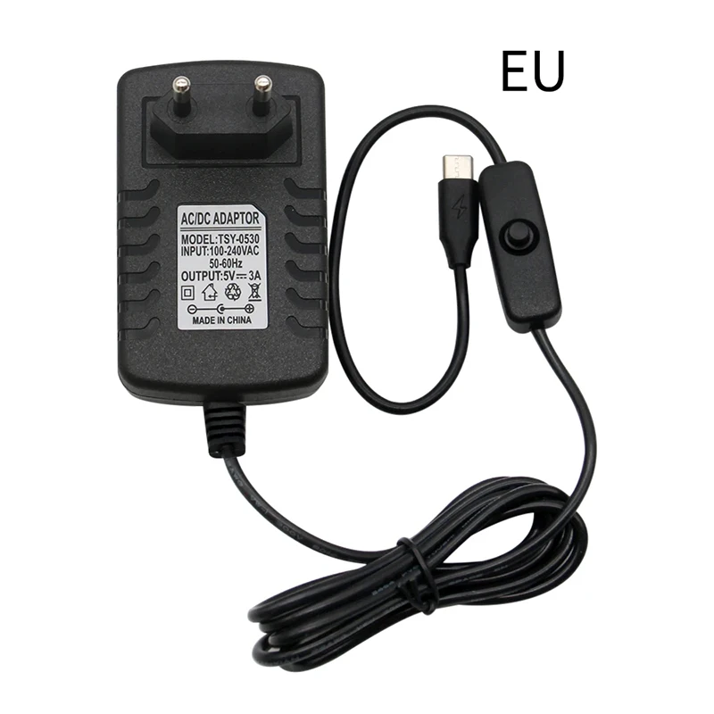 Raspberry Pi 4 Type-C Power Supply 5V 3A Power Adapter With ON/OFF Switch EU US AU UK Charger for Raspberry Pi 4 Model B