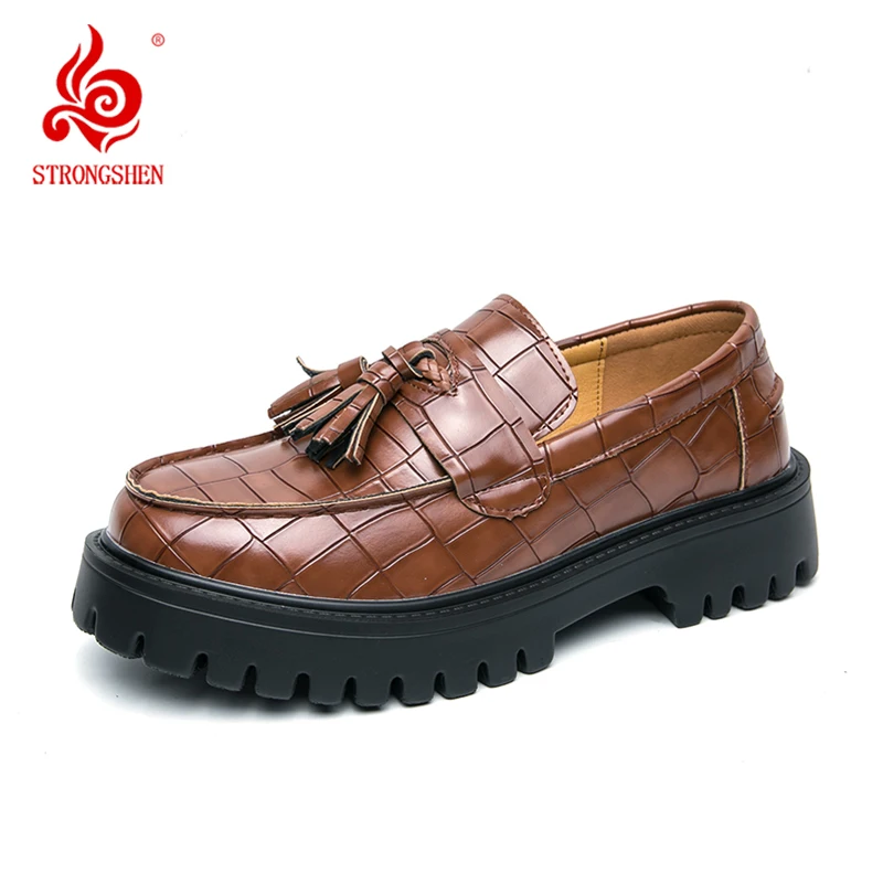 

Men's Handmade Leather Loafers – Comfortable Thick Rubber Sole Casual Shoes Breathable & Slip-Resistant Leisure Sneakers