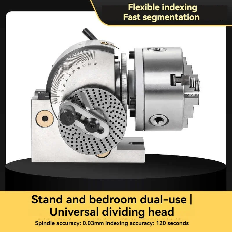 4-Inch Universal Dividing Head - CNC Compatible Indexing Head for Milling Machines w/3-Jaw Chuck & Tailstock