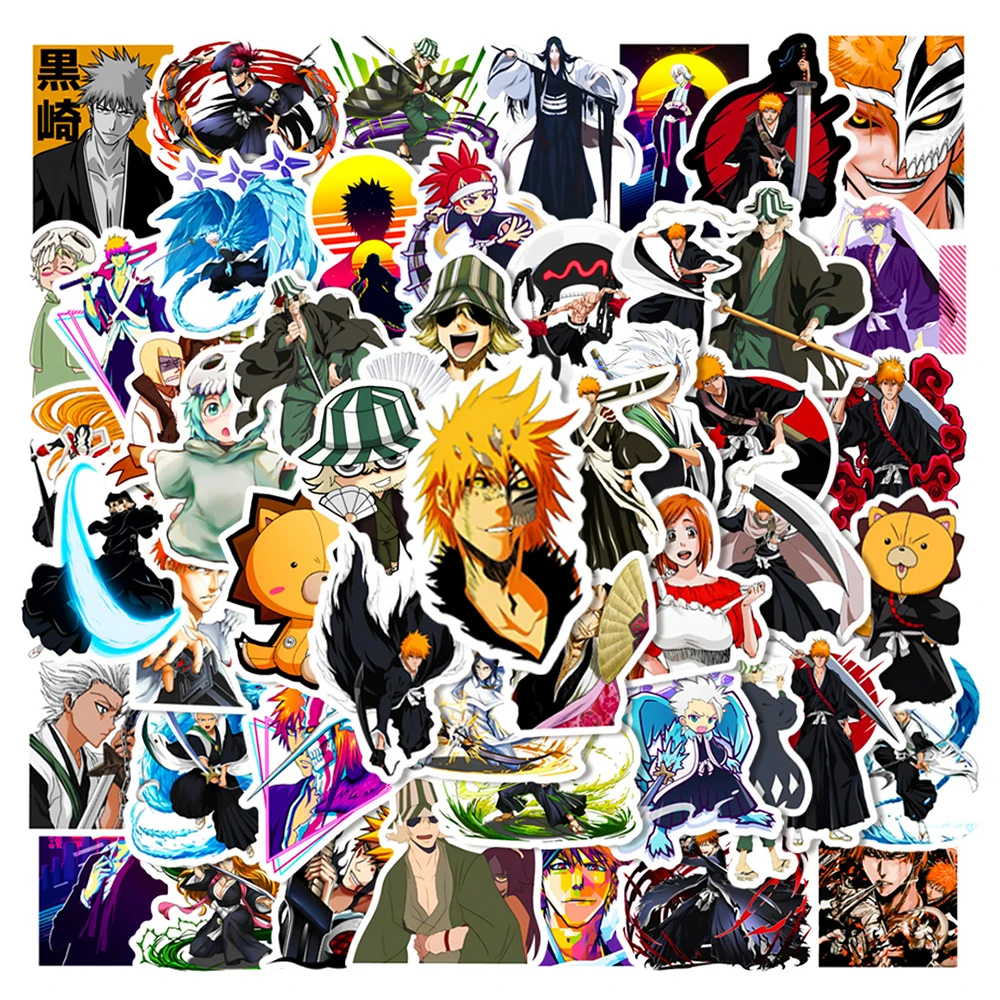 10/30/50 Uds Japón Manga BLEACH pegatinas calcomanías de dibujos animados DIY equipaje álbum de recortes guitarra coche impermeable Cool Anime pegatina juguete Decoración