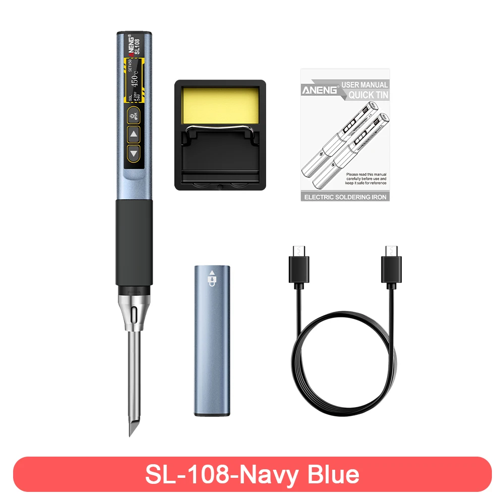 ANENG SL108 96W slimme soldeerbout, PD/QC snelle verwarming, instelbare temperatuur 200-450 ° C, draagbaar lasstation