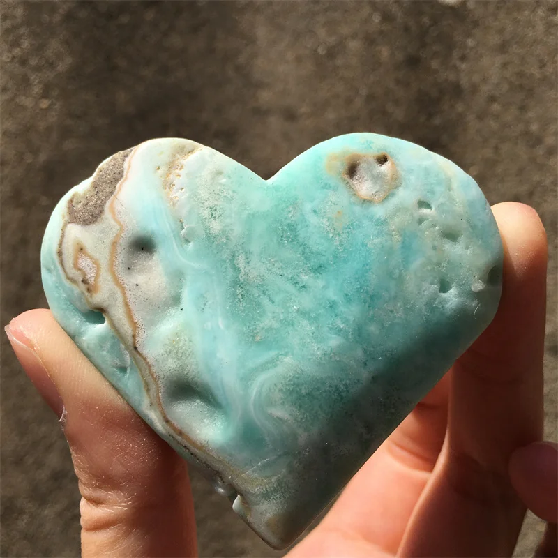 Natural Stone Blue Hemimorphite Carved Heart Crystal Quartz Specimen Druzy Raw Minerals Geode Energy Home Decot Reiki Healing
