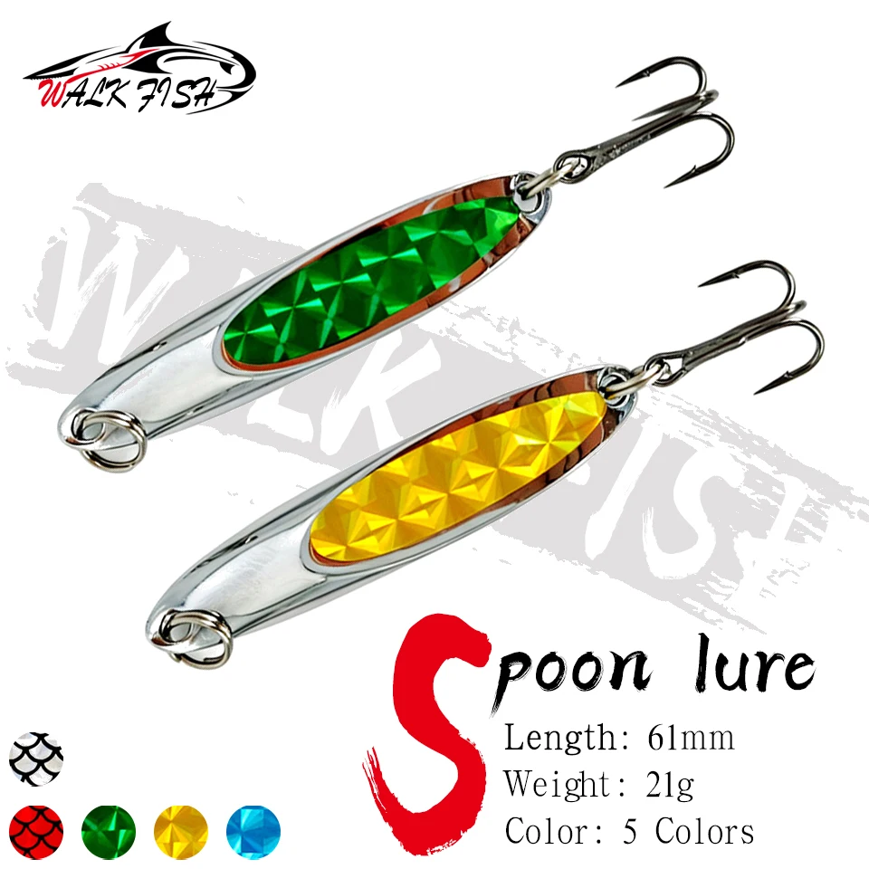 WALK FISH 1PCS/5PCS Metal Spinners Spoon Lures Artificial Fish Scale Skin Lures Fishing Tackle For Bass Pike Perch Hard Baits