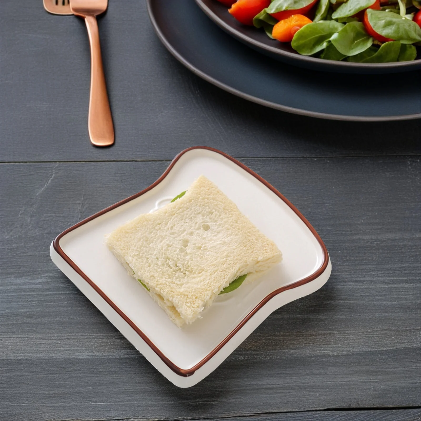 

Creative Ceramic Toast Bread Holder Plate Matte Glazed Porcelain Sturdy Dining Dish Easy Clean for Kitchen Toast Plate