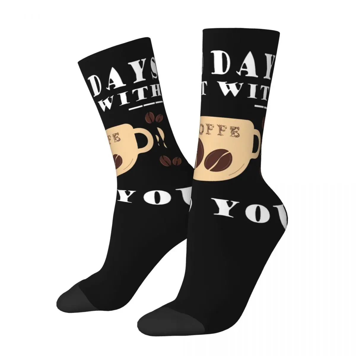 Crazy Sock for Men Good Days Start With Coffee And You Hip Hop Vintage Good Days Start With Coffee Crew compression Sock Casual