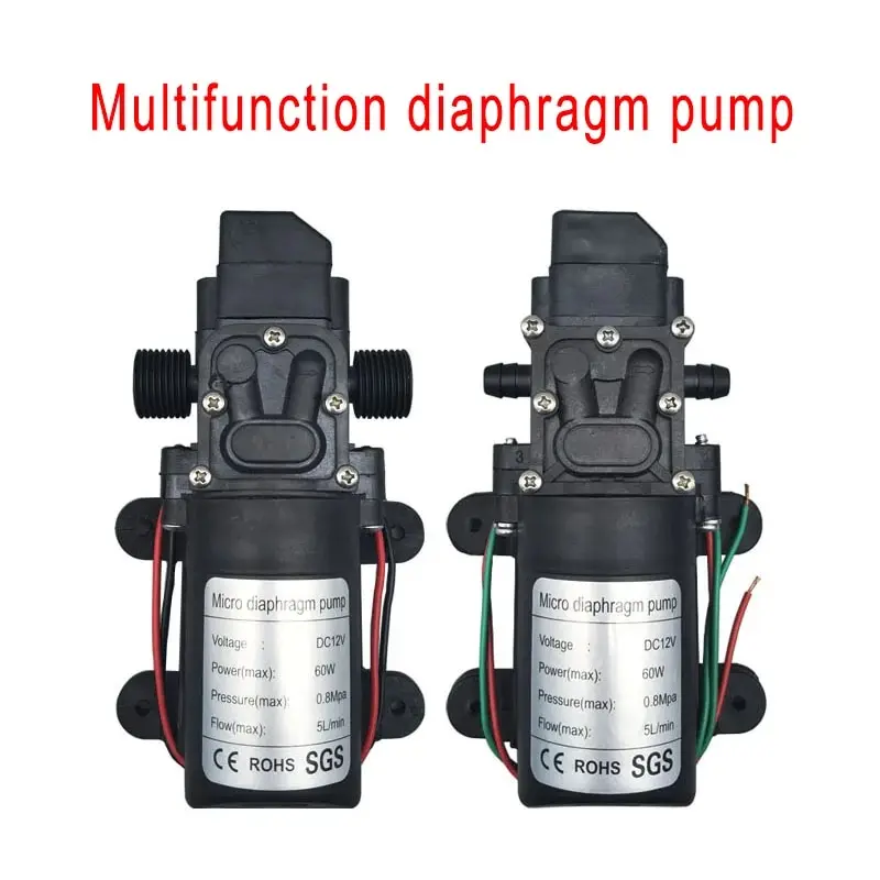 DC12V 120PSI 5LMin High Pressure Diaphragm Water Pump Black Micro Electric Water Pump Self Priming Pump Water Sprayer Car Was