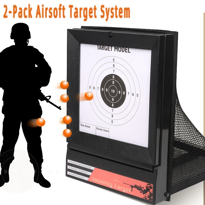 

UJ2-2-Pack Система страйкбольных мишеней, бумажная мишень с ловушкой, сетчатая подставка для тренировки стрельбы на гранулах BB для использования в помещении и на открытом воздухе