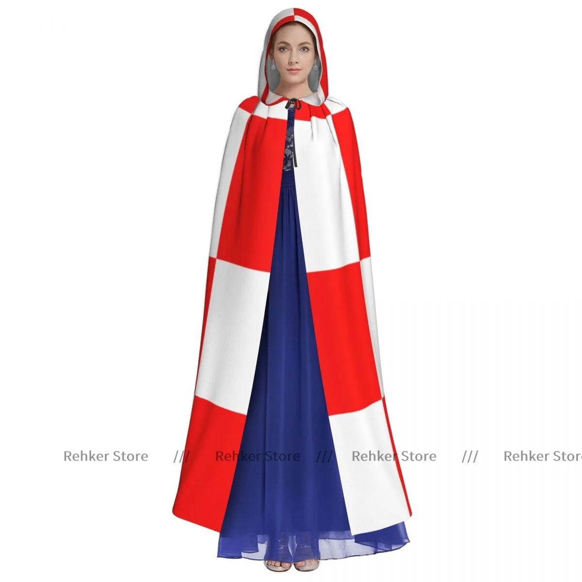 Adult Halloween Flag Of The Bemba People.svg Cloak Cape Hooded Medieval Costume Full Length Dress Coat