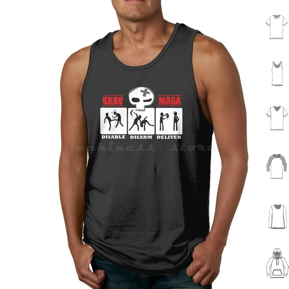 Krav Stickman –Krav 3D Disable , Disarm , Deliver Humor Tank Tops Vest Sleeveless Krav Maga Martial Arts Krav Gym Muay Thai