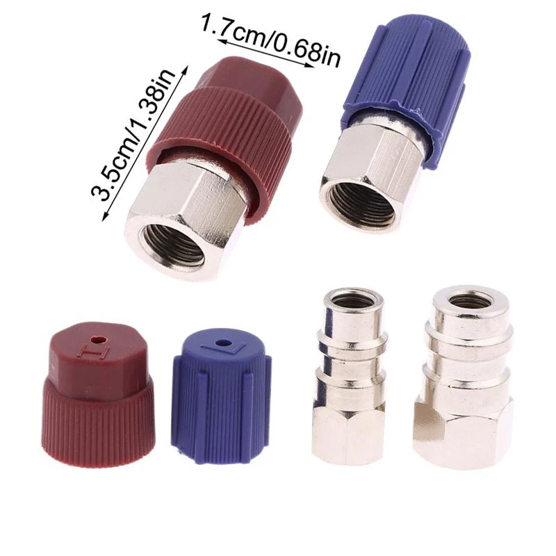 

R12 To R134A AC Fitting Conversion Adapter Kit Auto Air Conditioner Conversion Adapter High/Low AC Quick Couplings Fitting Port