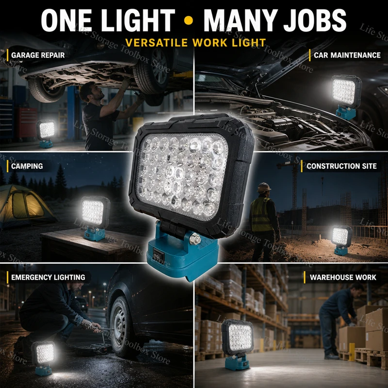 3/4/5/8-inch LED Work Light For Makita 18V Battery 2 USB Outdoor Flood Lights Spotlight Camping Lamp Emergency Lighting