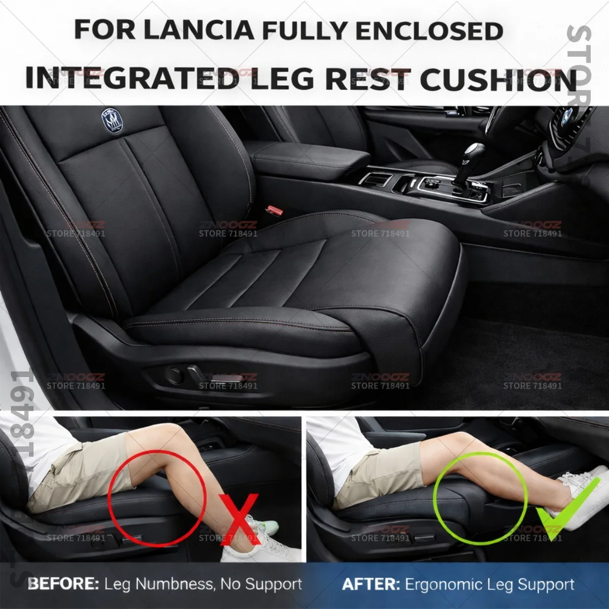 For Lancia Ypsilon Delta Thema Daily Car Seat Leg Support Extension Seat Cover Memory Foam Extender Cushion Interior Accessories