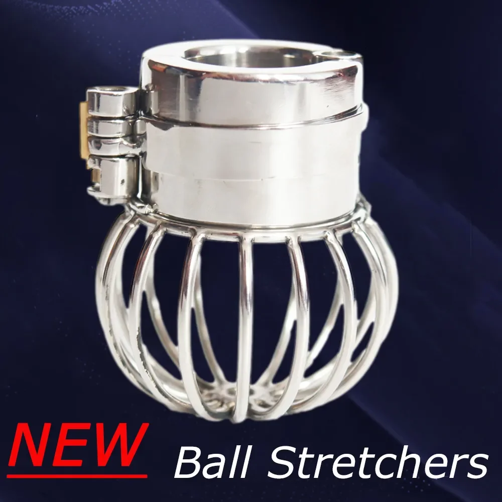 New Stealth Lock Design Scrotum Pendant Ball Stretchers Stainless Steel Testicles Chastity Cage Cock Ring BDSM Sex Toys For Men