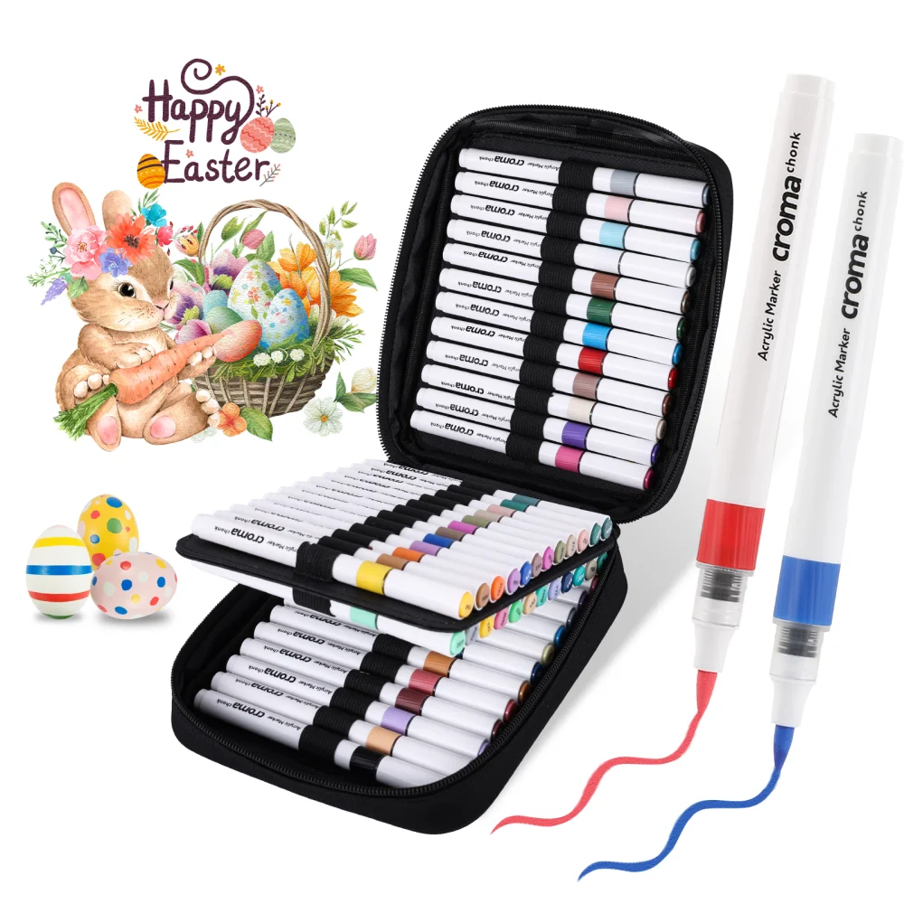 48colors/Bag Acrylic Markers Pens Set Soft Headed Colorful Art Graffiti Waterproof Water-Based Pressure-Free Kids Painting Pen