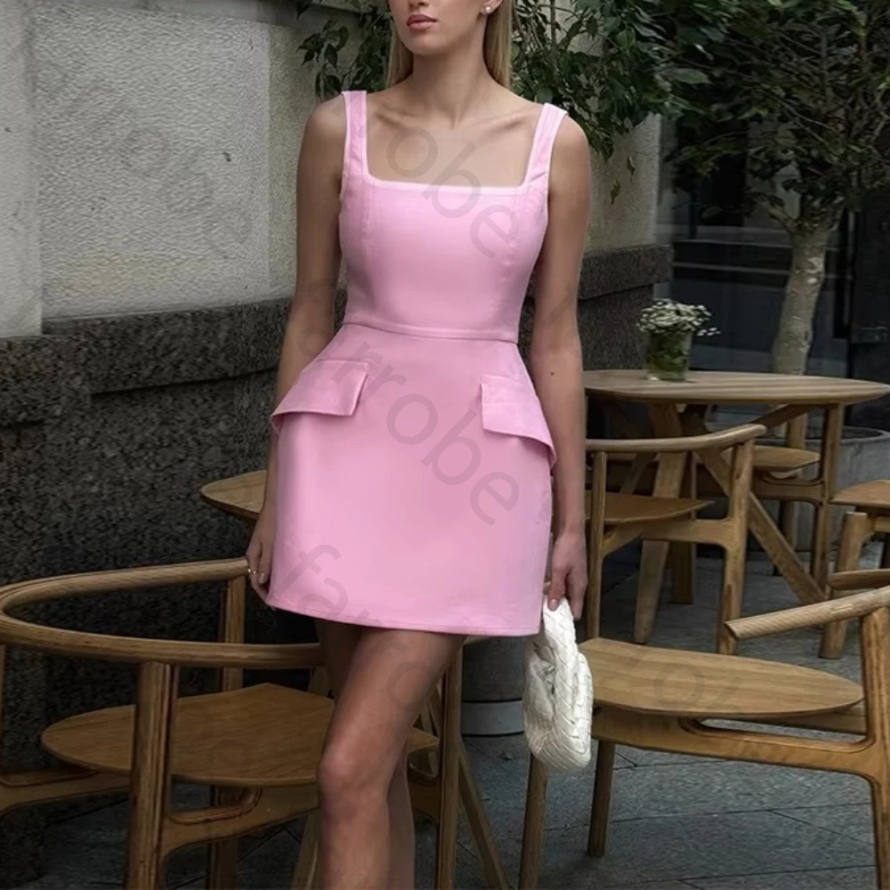 

Customized Sexy Square Collar Sleeveless Cocktail Dresses Elegant Celebrity Dress Exquisite High Quality Prom Party Gowns Women