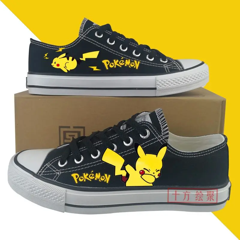 Canvas Female pikachu Same Printed High Top Hand-painted Shoes Korean Version Male Couple Student grils women shoes