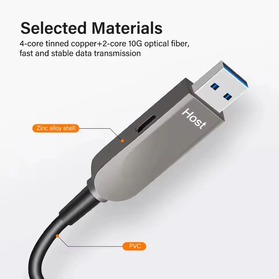 Cable de fibra óptica USB 3.1, 10 Gbps, cable de extensión AOC USB 3.0, compatible con USB 2.0, para discos duros, cámaras digitales y teclados.