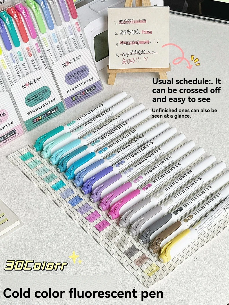 5/15PC Fluoreszierende Stift Set Student Kennzeichnung Strich Schlüssel Kennzeichnung Stift Hohe Schönheit Farbe Handbuch Stift Charge – Detail 4