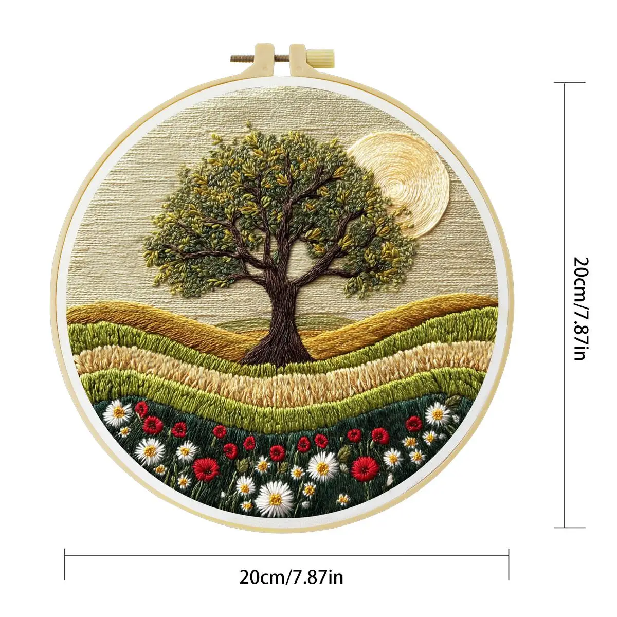 1 Stück 20X20CM/15X15CM 7,87/6,3 Zoll Schönes Landschafts-Stickerei-Starter-Kit DIY-Kit DIY-Stickerei-Set Handarbeiten Nähkunst – Detail 4