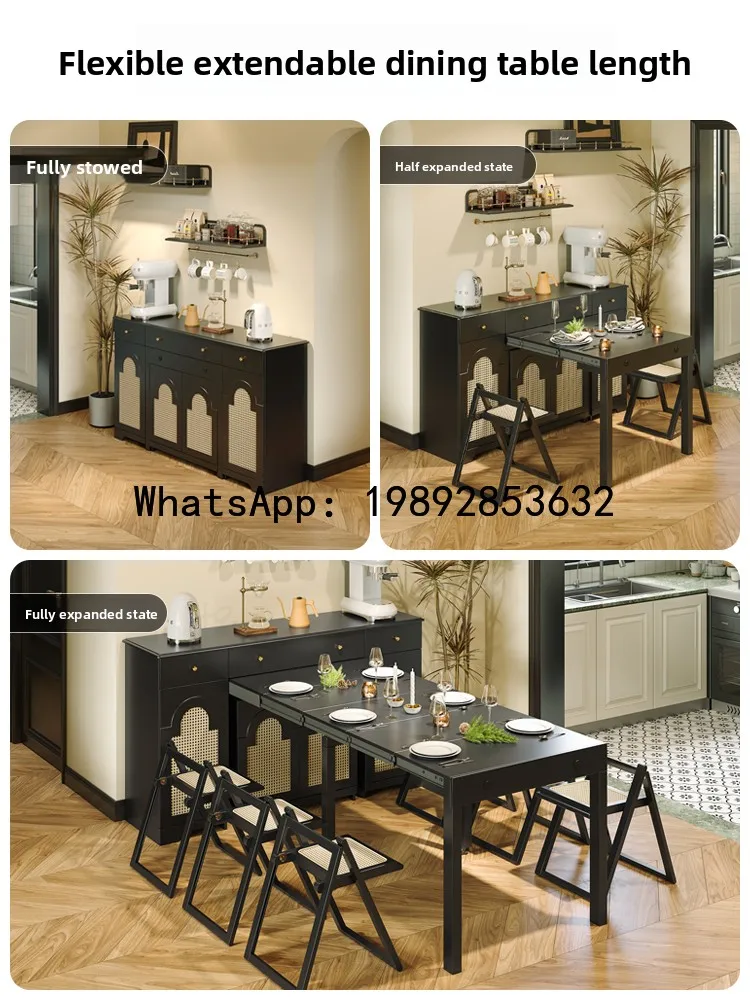 طاولة طعام YFY American Retro Style Island للاستخدام المنزلي المتكامل قابلة للتمديد 2025 نموذج جديد خزانة جانبية للشقة الصغيرة