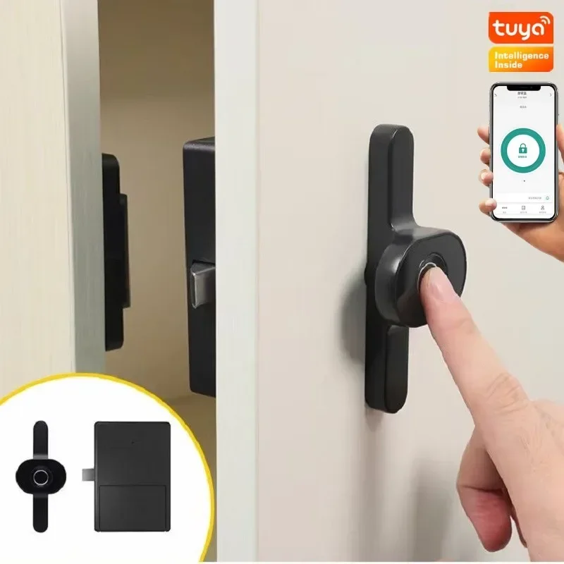 Smart Wood Door Drawer Lock Keyless Electronic Lock Fingerprint Tuya App Unlock Cabinet Locker Furniture Drawer Smart Locks