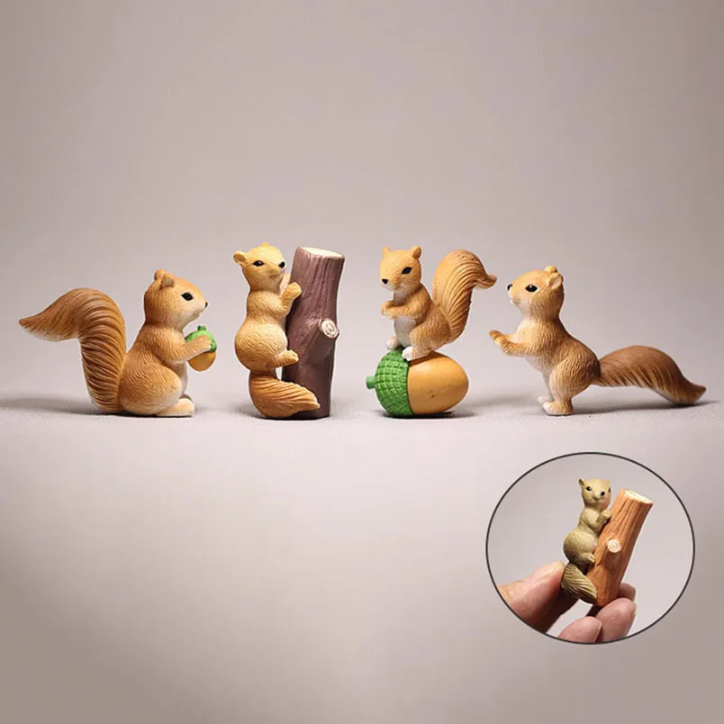 Animals Figurine Squirrel Rabbit Miniature Fairy Garden Figure Cartoon Statue Terrarium Dog Cat Home Car Decor Kids Gift mystery