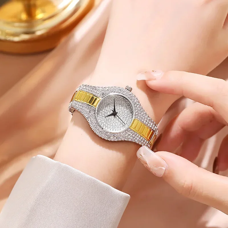 Reloj de pulsera de cuarzo con diamantes de imitación para Mujer, cronógrafo de marca de lujo, para vestido