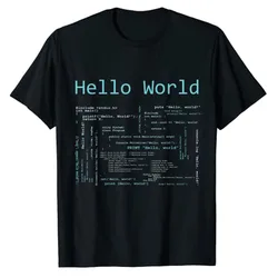 Hello world-コンピュータープログラミング言語Tシャツ,ゲーム愛好家,男の子のためのゲーム服,コンピュータープログラマー,グラフィックTシャツ