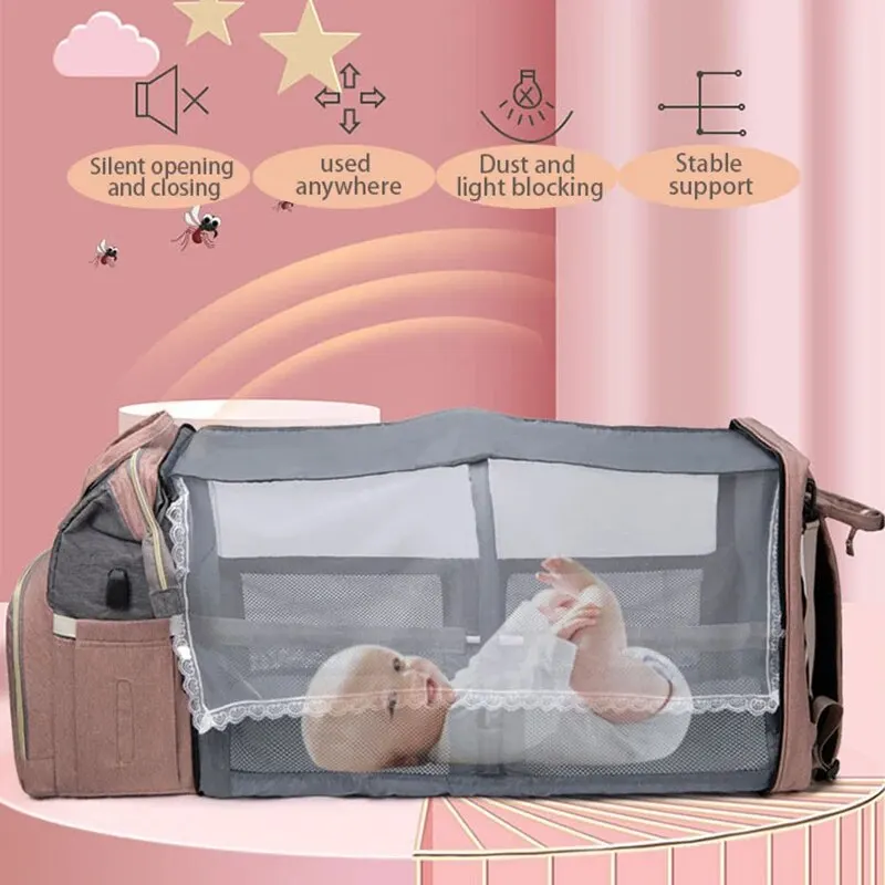 Tas ibu dan bayi portabel kapasitas besar, tas ibu dan bayi modis, kapasitas besar, pengisian daya Usb, kotak termos sederhana, tas ibu