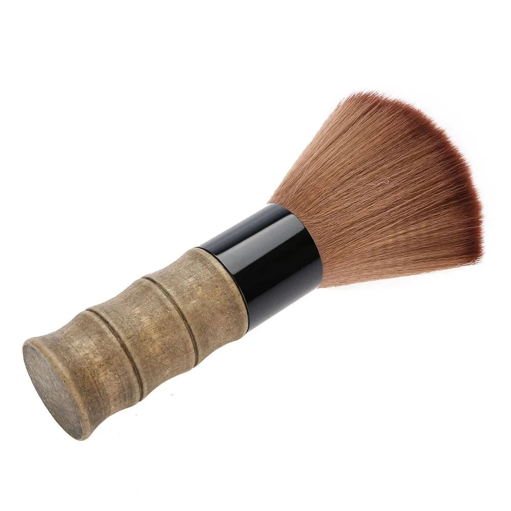 Soft Nylon Fiber Neck Duster Brush Professional Wooden Handle Barber Face Duster Durable Hair Styling Brush Salon Use