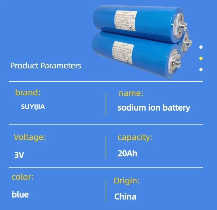New 46145 Sodium Ion Battery 3V 20Ah Continuous Discharge At 10C 3000 Cycles Used for Power Tools Trams Energy Storage Systems