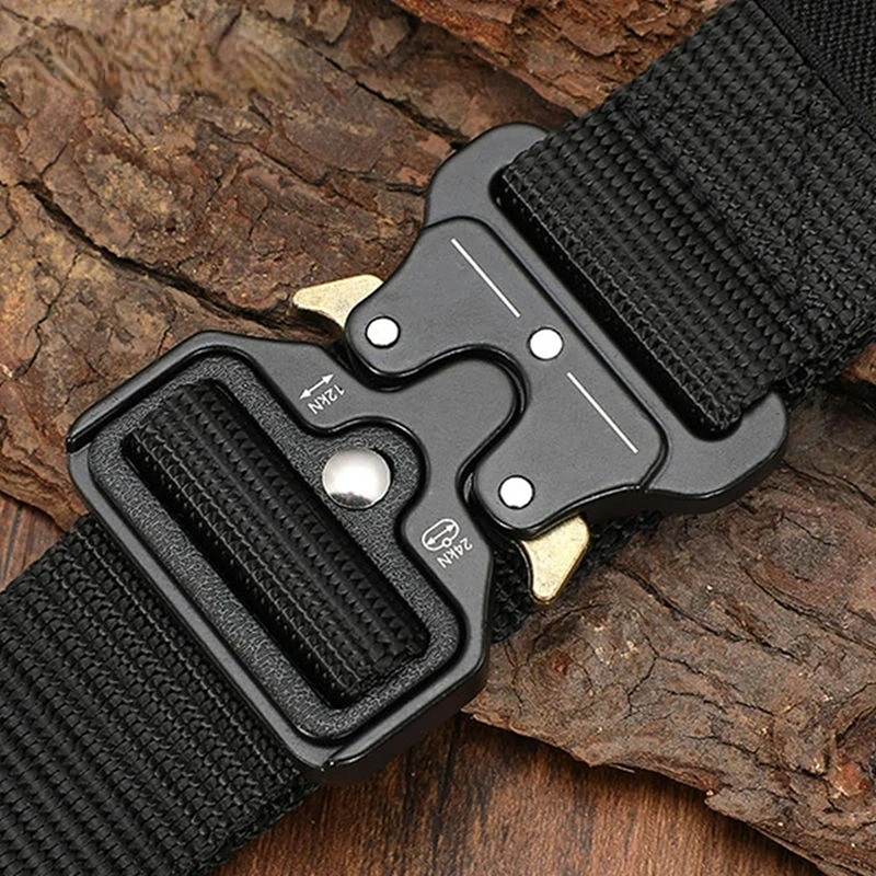 Alloy buckle casual men\'s training tactical inner belt outdoor canvas nylon automatic buckle belt