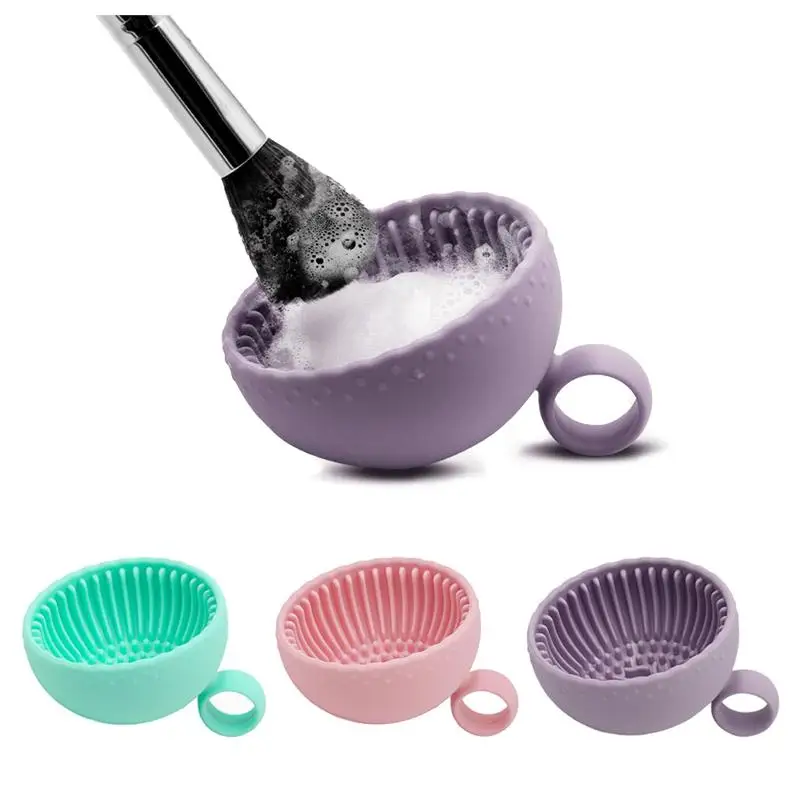 1Pc Premium Silicone Scrubber & Non-slip Bowl Quick Clean Makeup Brush Cleaning Bowl Effortless Deep Cleaning For All Facial.
