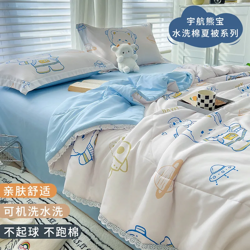 아동용 여름 쿨링 이불, 세탁 가능한 에어컨 이불, 귀여운 만화, 부드럽고 얇은 이불, 편안한 침대 담요