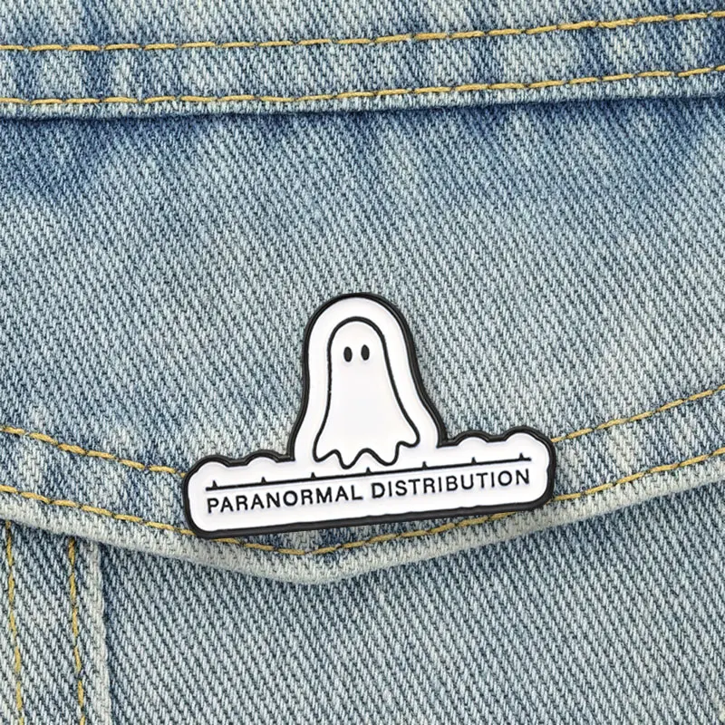 Paranormal Distribution Ghost Badge Funny Statistics Math Pun Enamel Pin Boo Nerdy Humor Brooch Accessories Decor