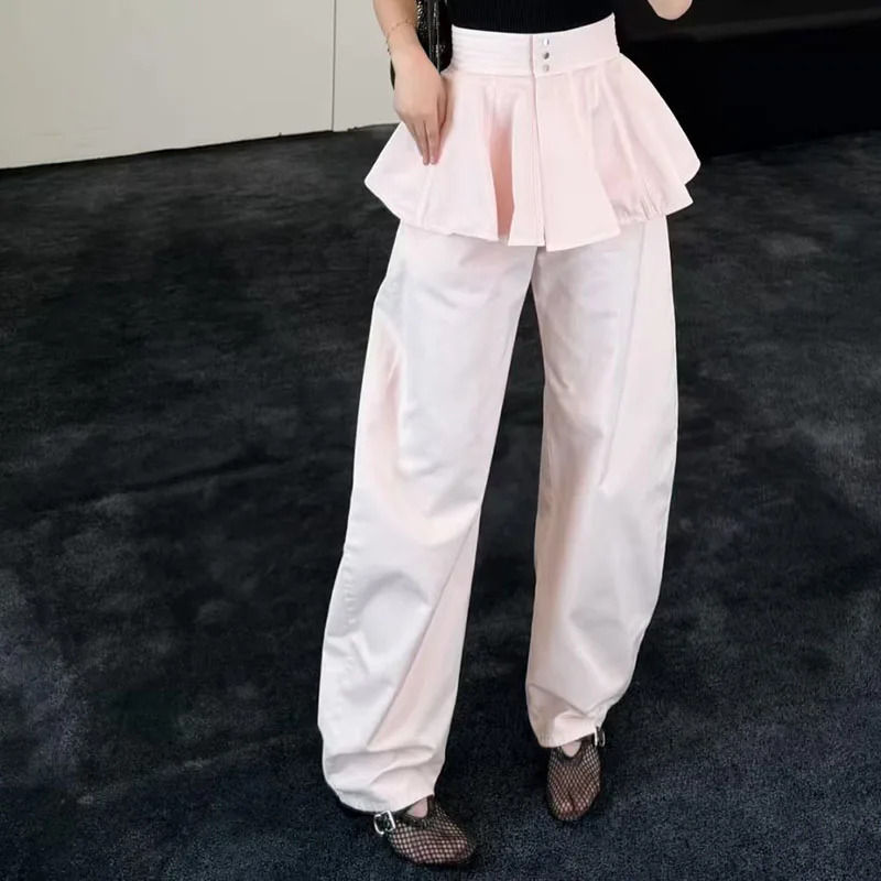 Women's Washed Jeans, Curved-Leg Pants, High-Quality Wide-Leg Work Pants, 2026, New Arrivals, Y2K, Waistband Mini Skirts