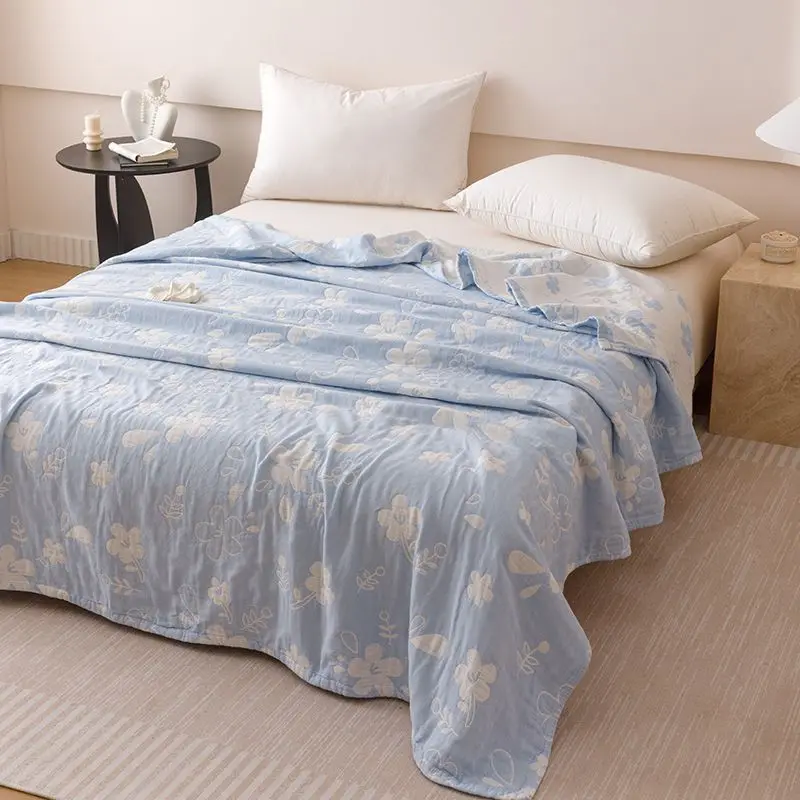 Summer Towel Quilt Bed Blanket Office Sofa Nap Blanket Pure Cotton Breathable Comfortable Gauze Knitted Shawl Blanket