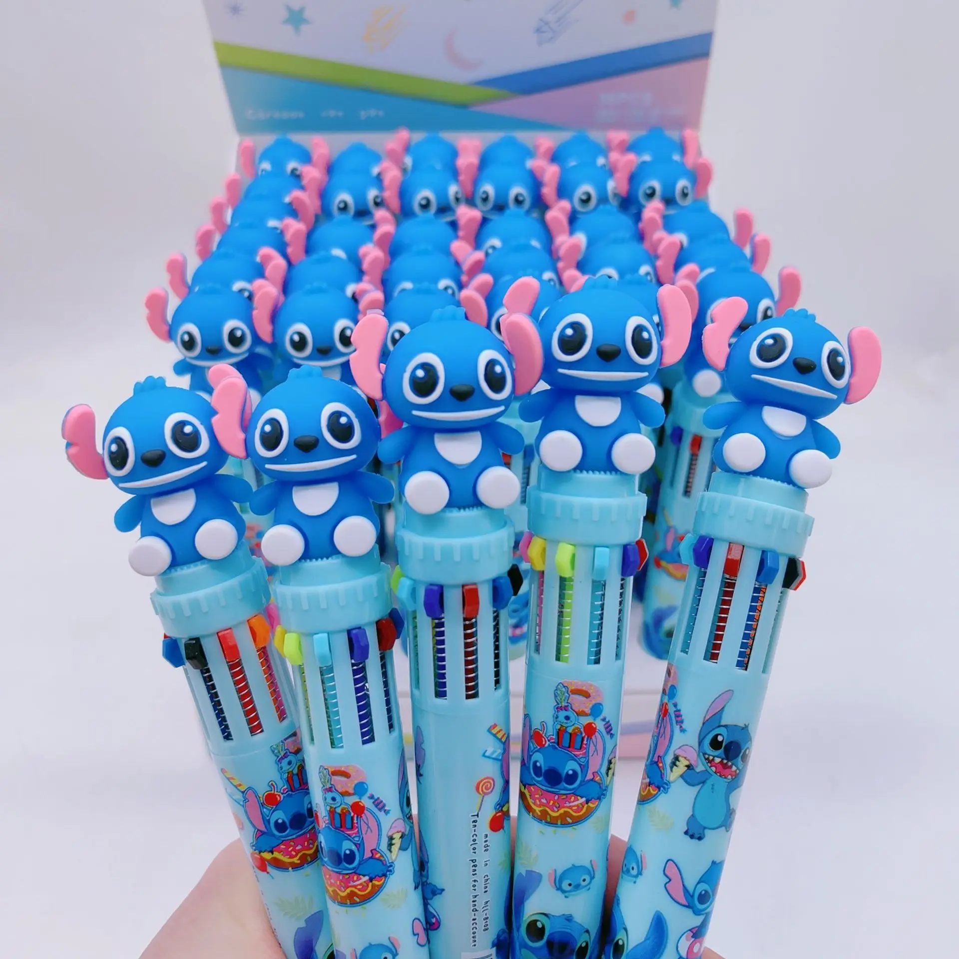 Disney Anime Stitch Figure Lilo 10 Color Press Ballpoint Pen Student Graffiti Multicolor Pen Back To School Pen Stationery Gift